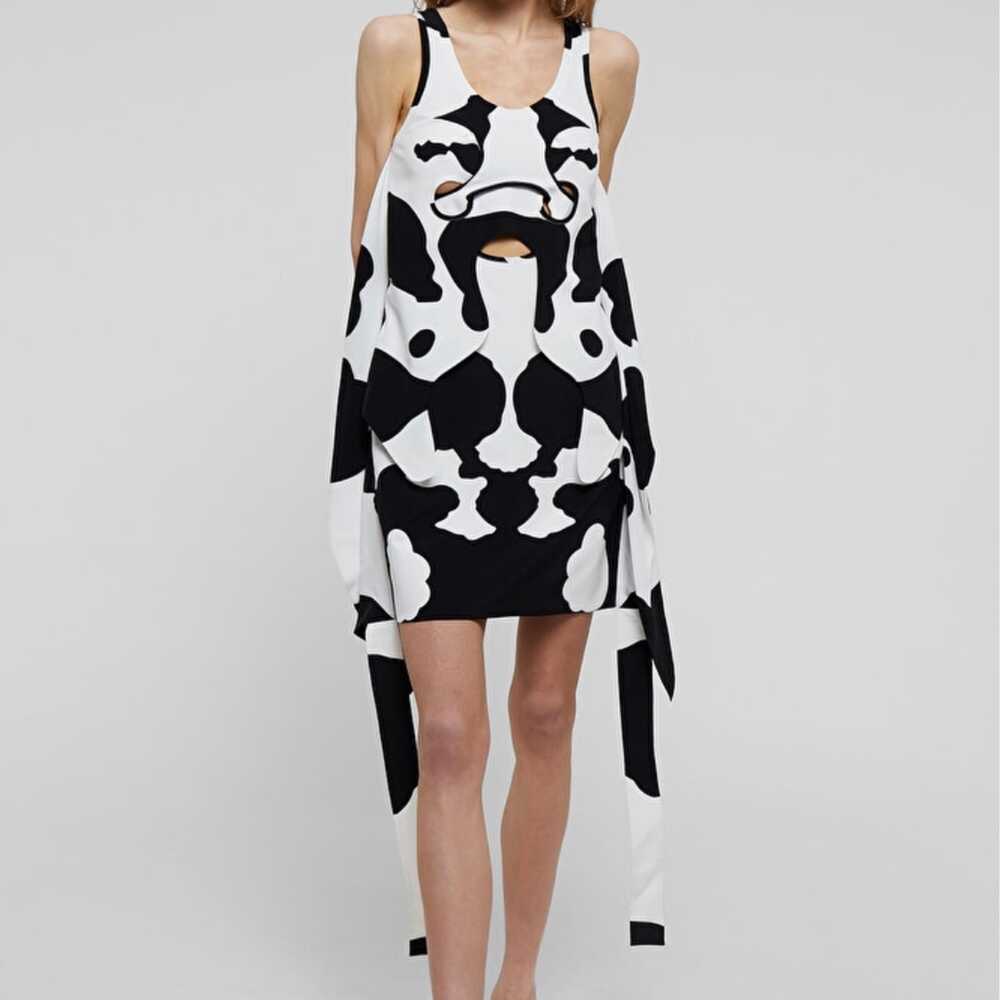 Burberry White & Black Cow Print Silk Mini Dress